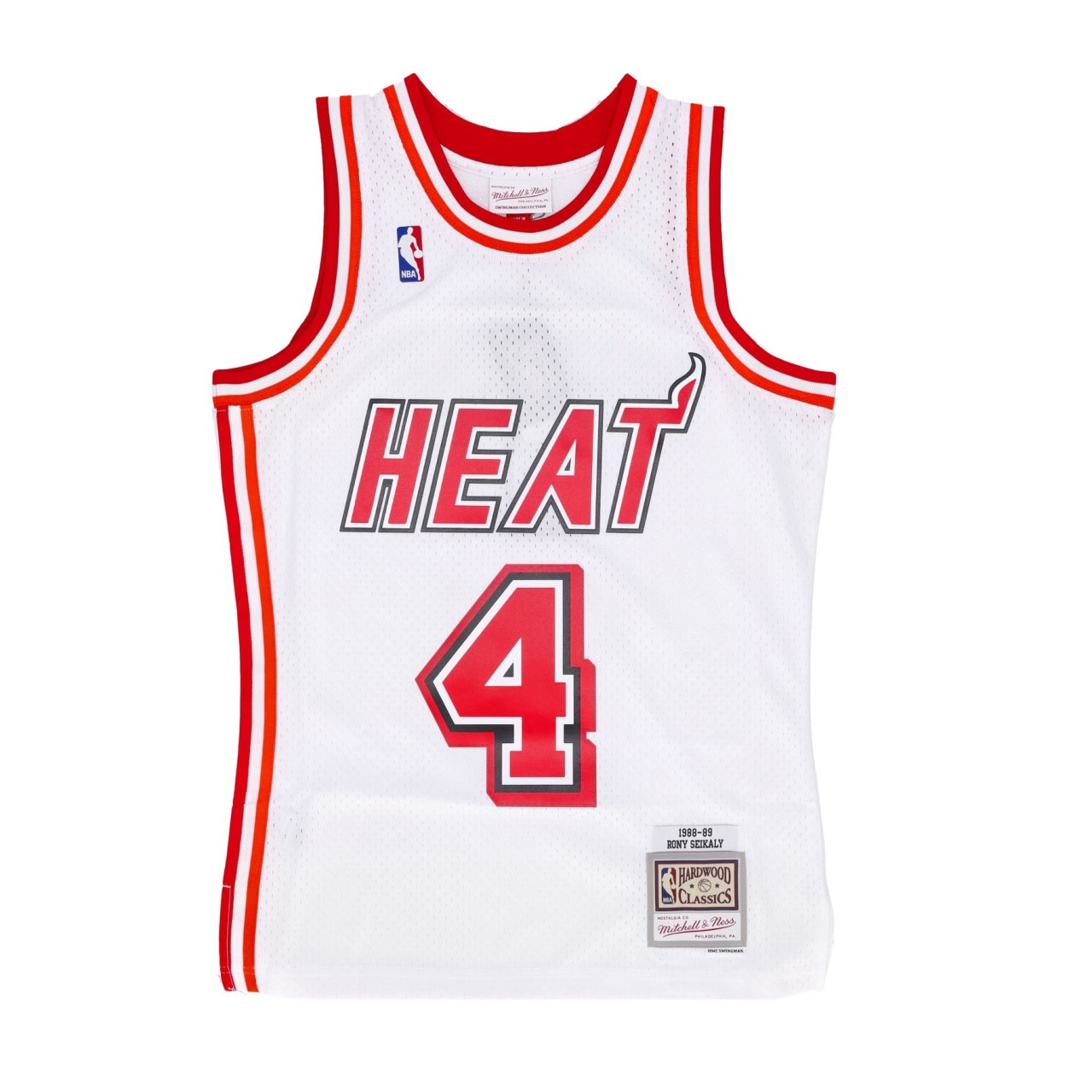 MITCHELL & NESS NBA HOME JERSEY HARDWOOD CLASSICS NO 4 RONY SEIKALY 1988-89 MIAHEA SMJY4927-MHE88RSIWHIT