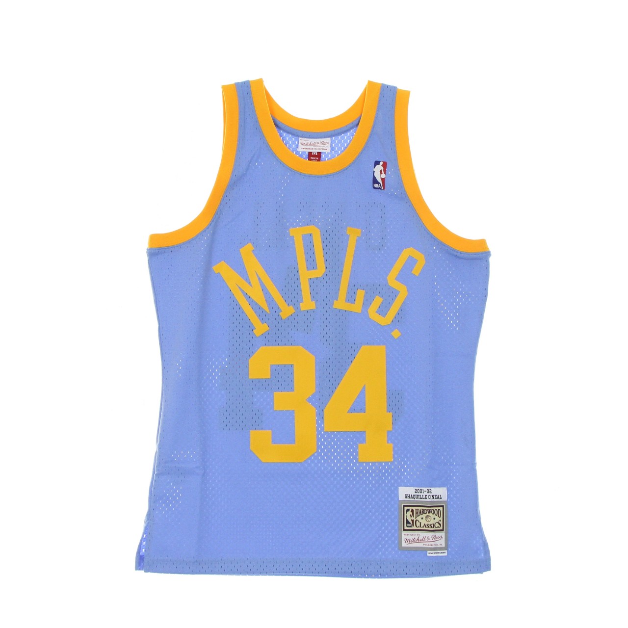 MITCHELL & NESS NBA SWINGMAN JERSEY HARDWOOD CLASSICS NO 34 SHAQUILLE O&#039;NEAL 2001-02 LOSLAK SMJY3176-LAL01SONCLBL