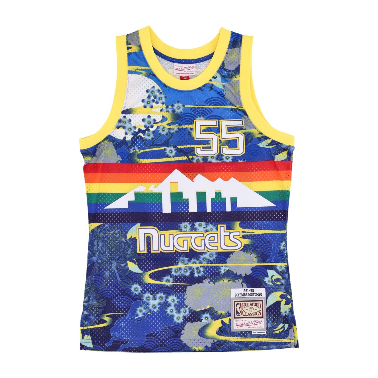 MITCHELL & NESS NBA AH SWINGMAN JERSEY 5.0 HARDWOOD CLASSICS 1991 NO 55 DIKEMBE MUTOMBO DENNUG SMJY5182-DNU91DMOBLUE