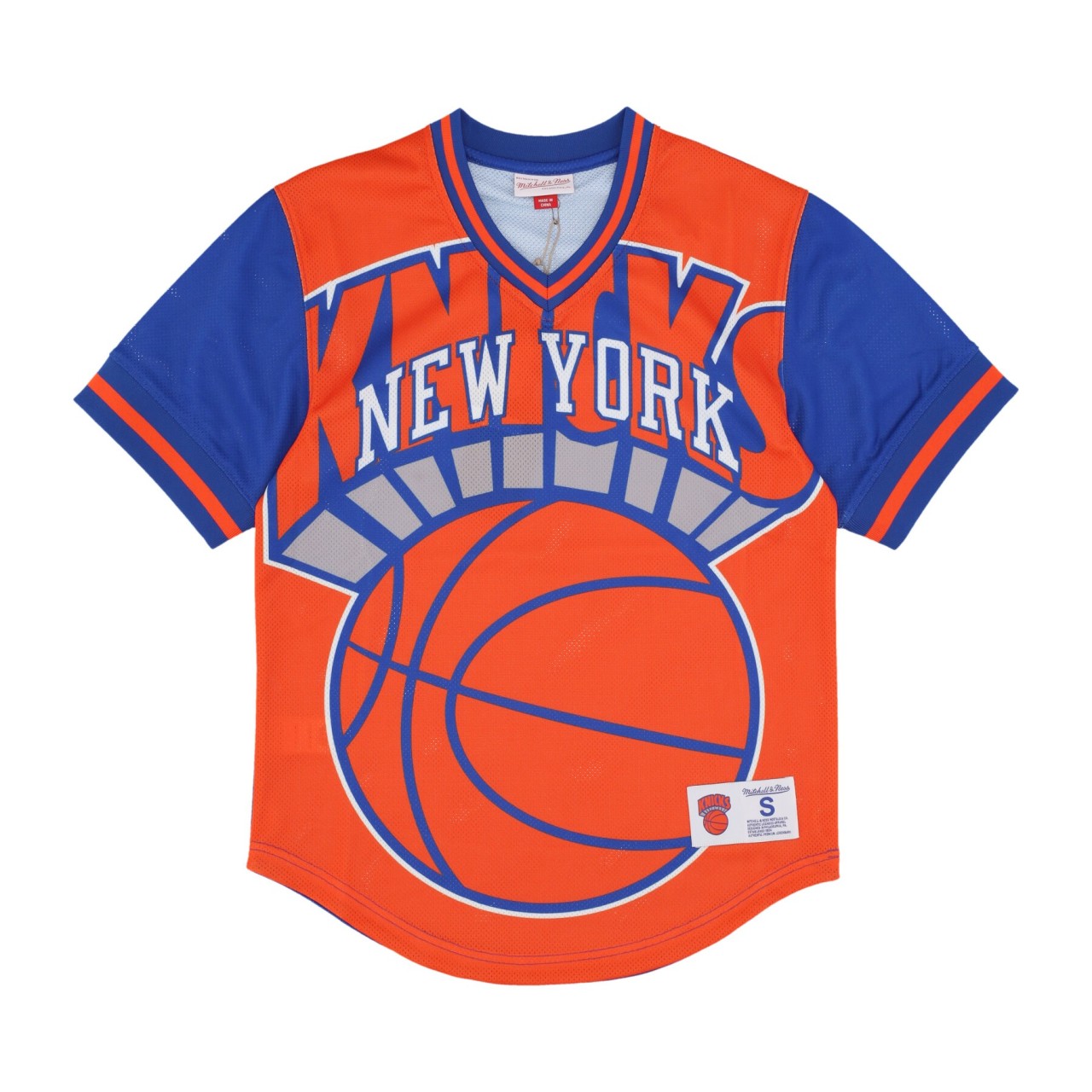 MITCHELL & NESS NBA JUMBOTRON 3.0 MESH V-NECK NEYKNI TMPL5118-NYKYYPPPMTWH