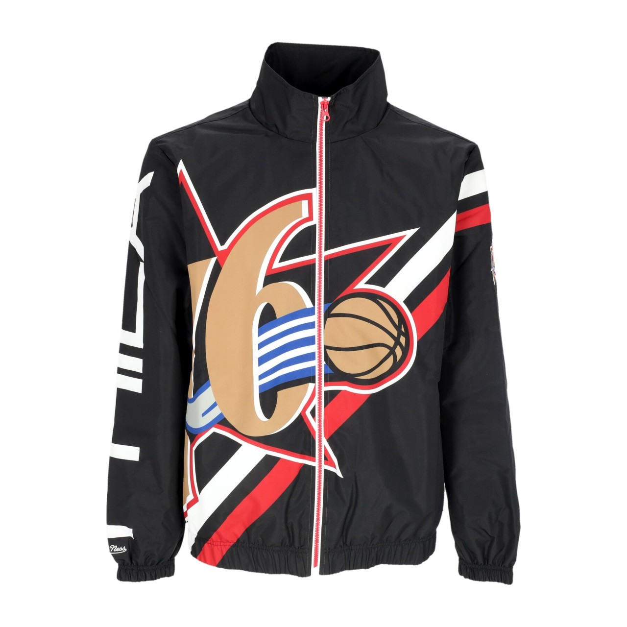 MITCHELL & NESS NBA EXPLODED LOGO WARM UP JACKET HARDWOOD CLASSICS PHI76E OJZP4995-P76YYPPPBLCK