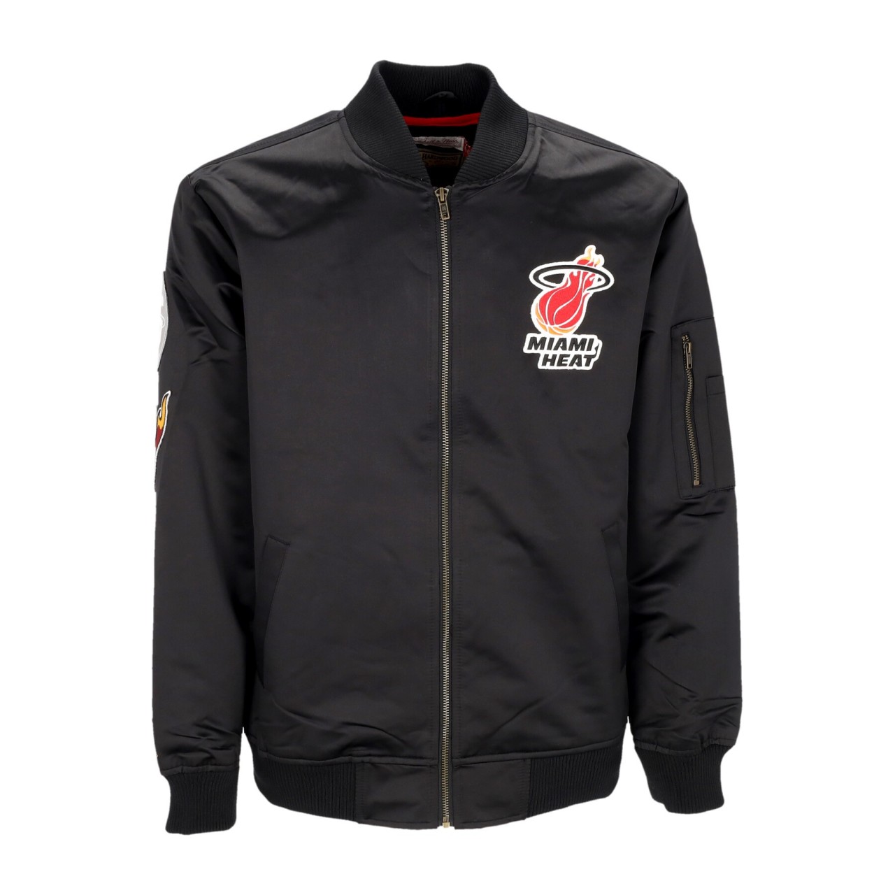 MITCHELL & NESS NBA LIGHTWEIGHT SATIN BOMBER MIAHEA SJKT6599-MHEYYPPPBLCK