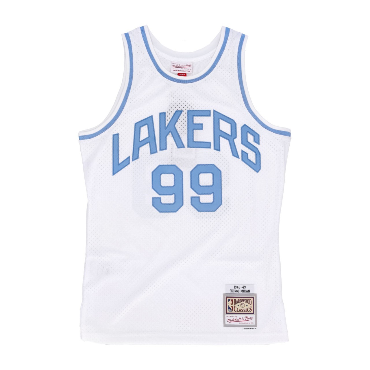 MITCHELL & NESS NBA HOME JERSEY HARDWOOD CLASSICS NO 99 GEORGE MIKAN 1948-49 MINLAK SMJY4924-MLA48GMIWHIT