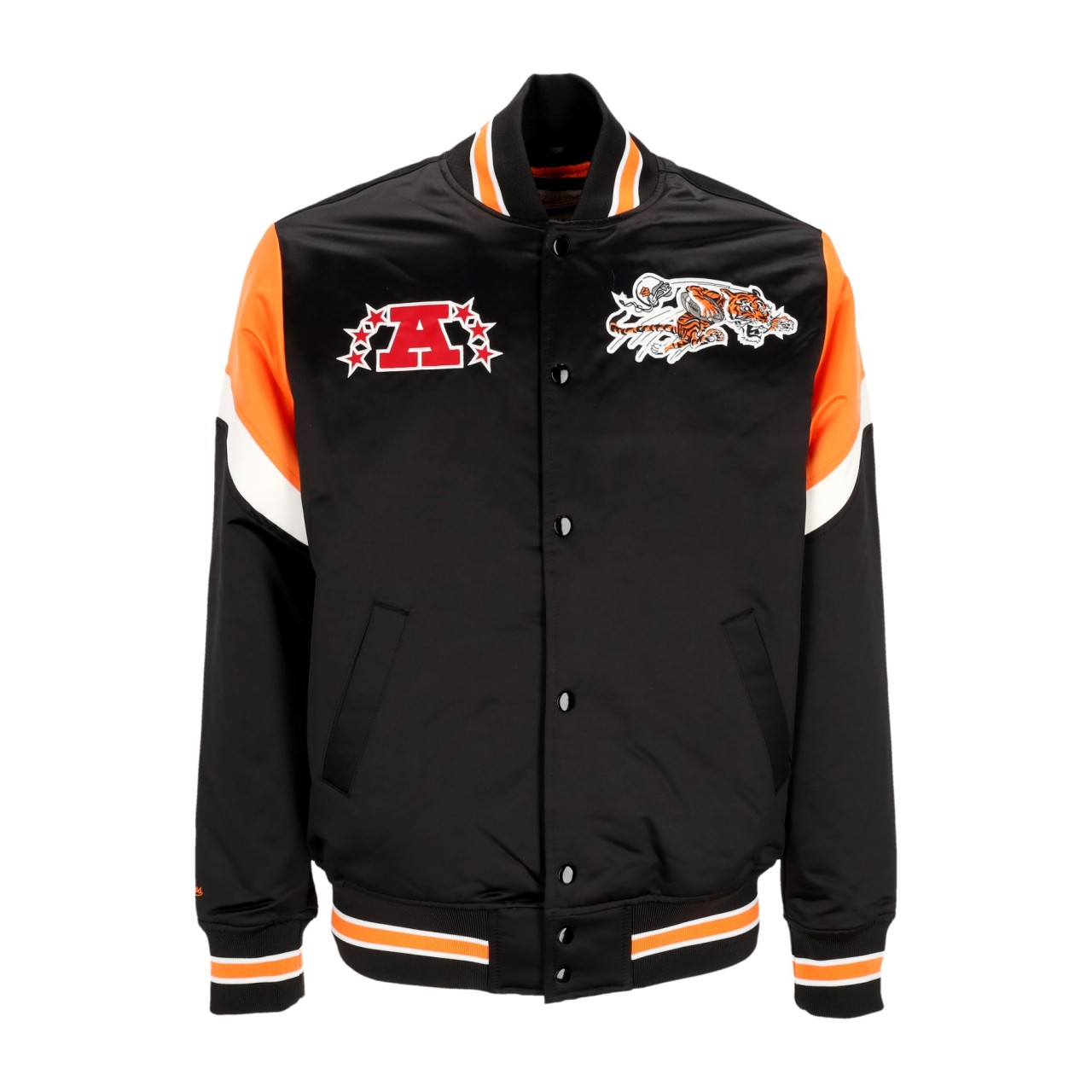 MITCHELL & NESS NFL HEAVYWEIGHT SATIN JACKET CINBEN OJBF5516-CBNYYPPPBLCK