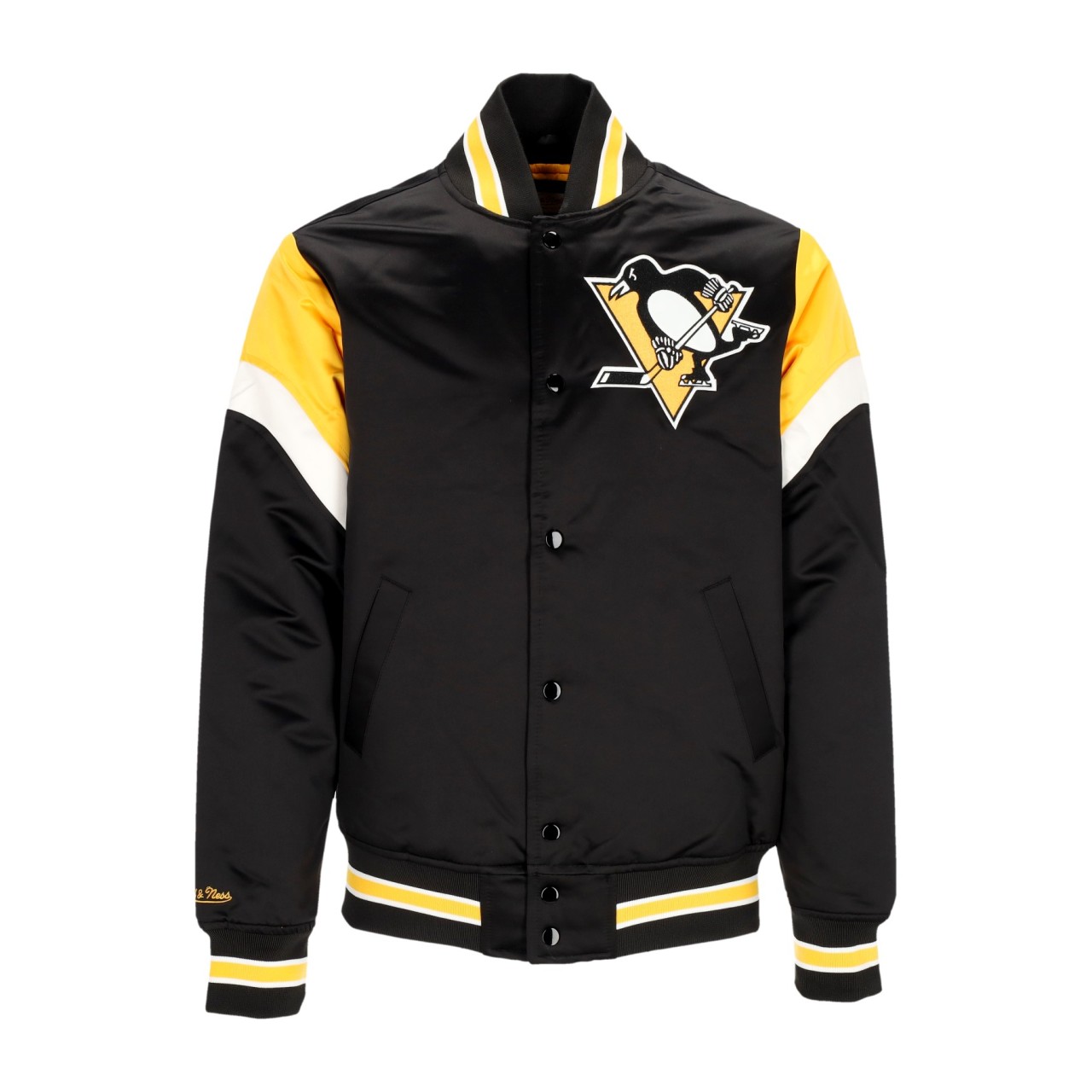 MITCHELL & NESS NHL HEAVYWEIGHT SATIN JACKET PITPEN OJBF5516-PPEYYPPPBLCK