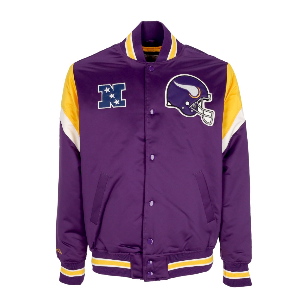 MITCHELL & NESS NFL HEAVYWEIGHT SATIN JACKET MINVIK OJBF5516-MVIYYPPPPURP