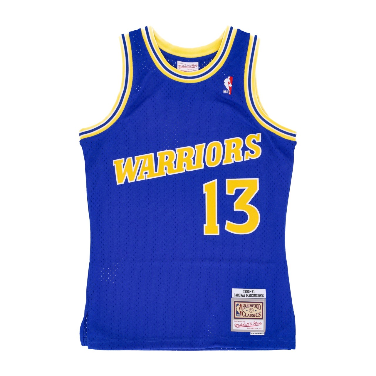 MITCHELL & NESS NBA ROAD JERSEY HARDWOOD CLASSICS NO 13 SARUNAS MARCIULIONIS 1990-91 GOLWAR SMJY4923-GSW90SMLROYA