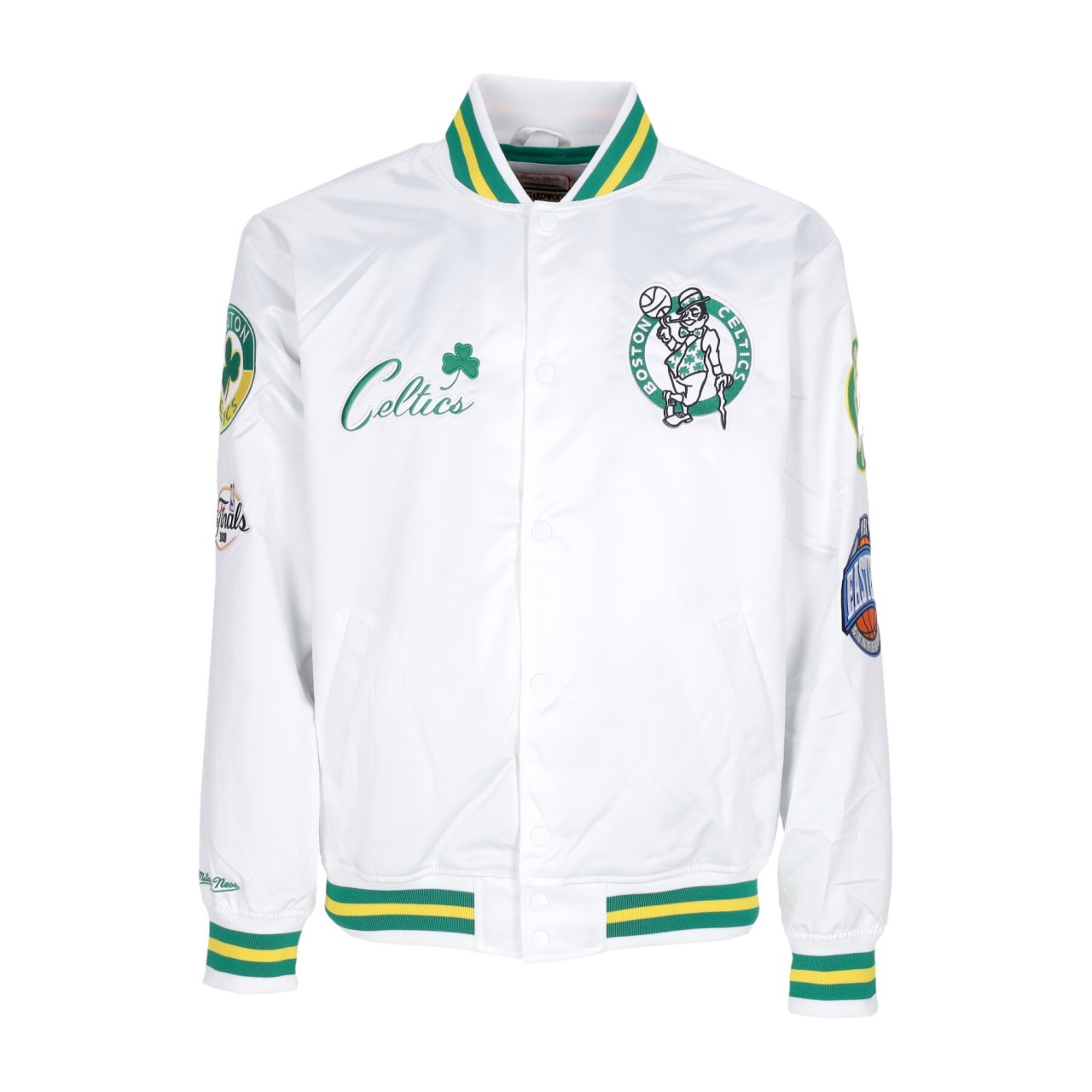 MITCHELL & NESS NBA HOMETOWN LW SATIN JACKET HARDWOOD CLASSICS BOSCEL OJBF4986-BCEYYPPPWHIT