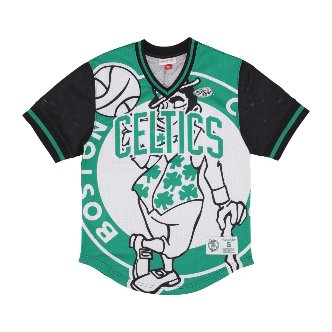 MITCHELL & NESS NBA JUMBOTRON 3.0 MESH V-NECK BOSCEL TMPL5118-BCEYYPPPMTWH