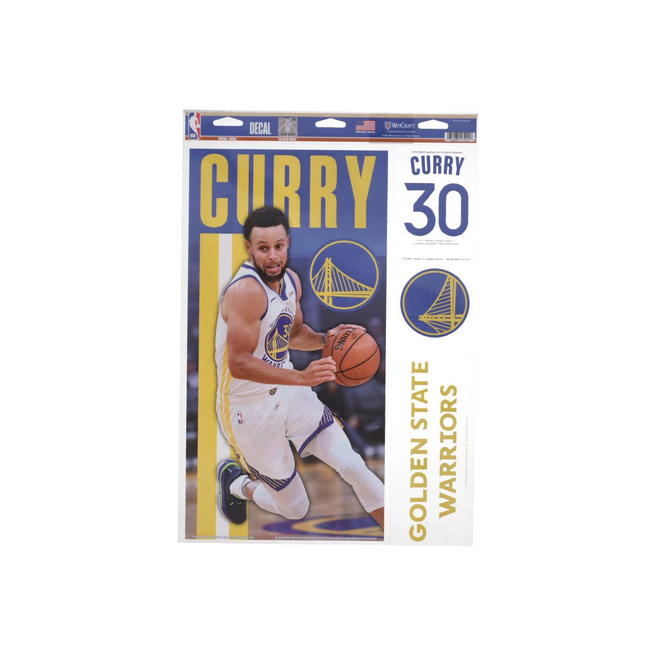 WINCRAFT NBA 11 x 17” MULTI-USE DECAL SHEET NO 30 STEPHEN CURRY GOLWAR 17925019