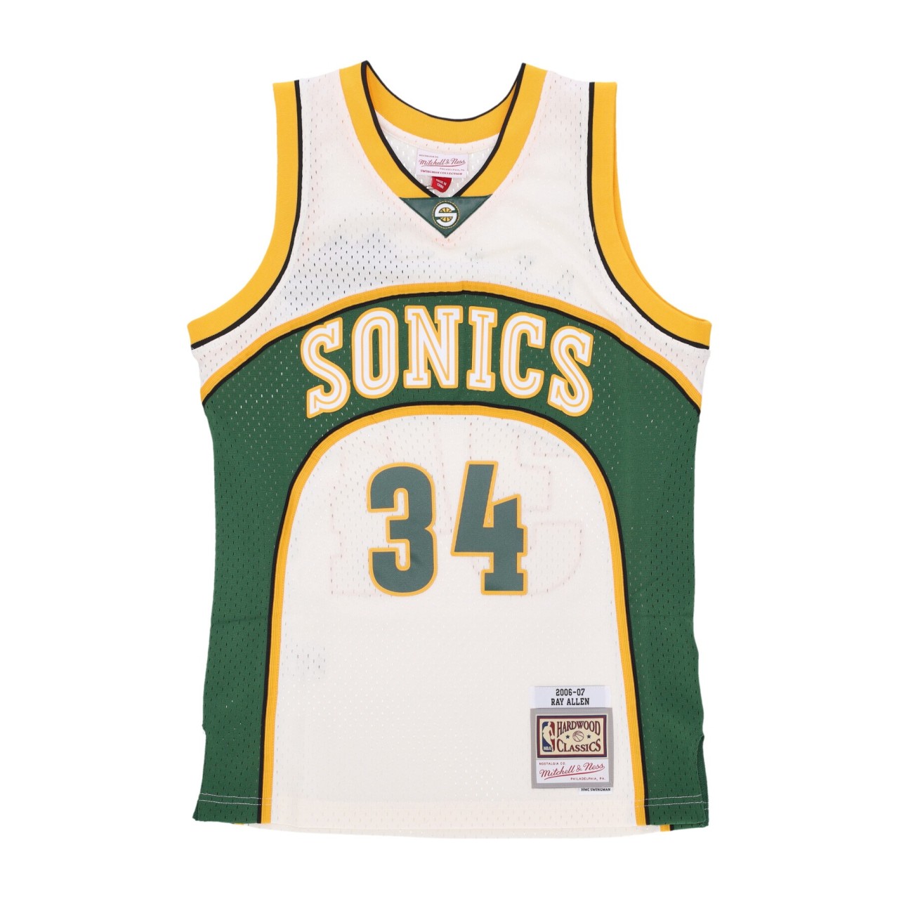 MITCHELL & NESS NBA OFF WHITE TEAM COLOR SWINGMAN JERSEY 2006 NO 34 RAY ALLEN SEASUP TFSM5052-SSU06RALOFWH