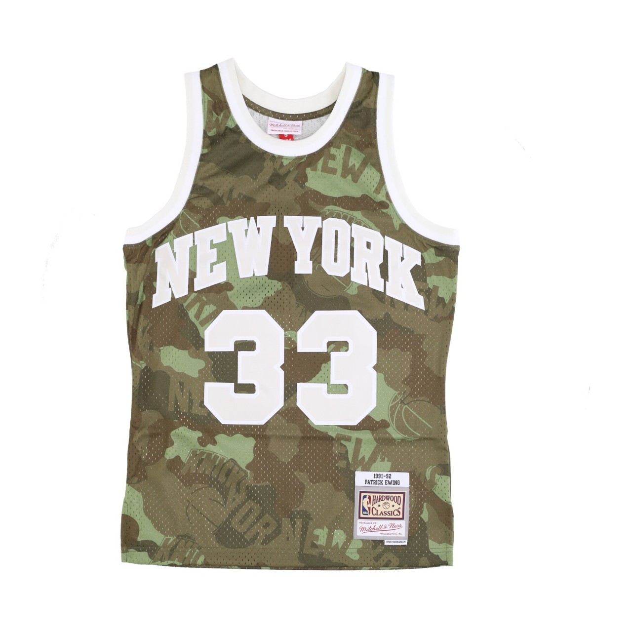 MITCHELL & NESS NBA GHOST GREEN CAMO SWINGMAN JERSEY HARDWOOD CLASSICS NO 33 PATRICK EWING 1991-92 NEYKNI SMJY4362-NYK91PEWCMGR