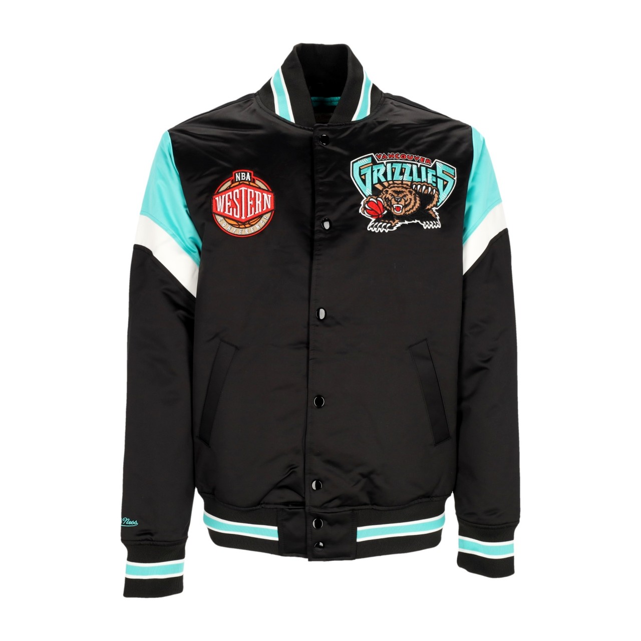 MITCHELL & NESS NBA HEAVYWEIGHT SATIN JACKET VANGRI OJBF5516-VGRYYPPPBLCK