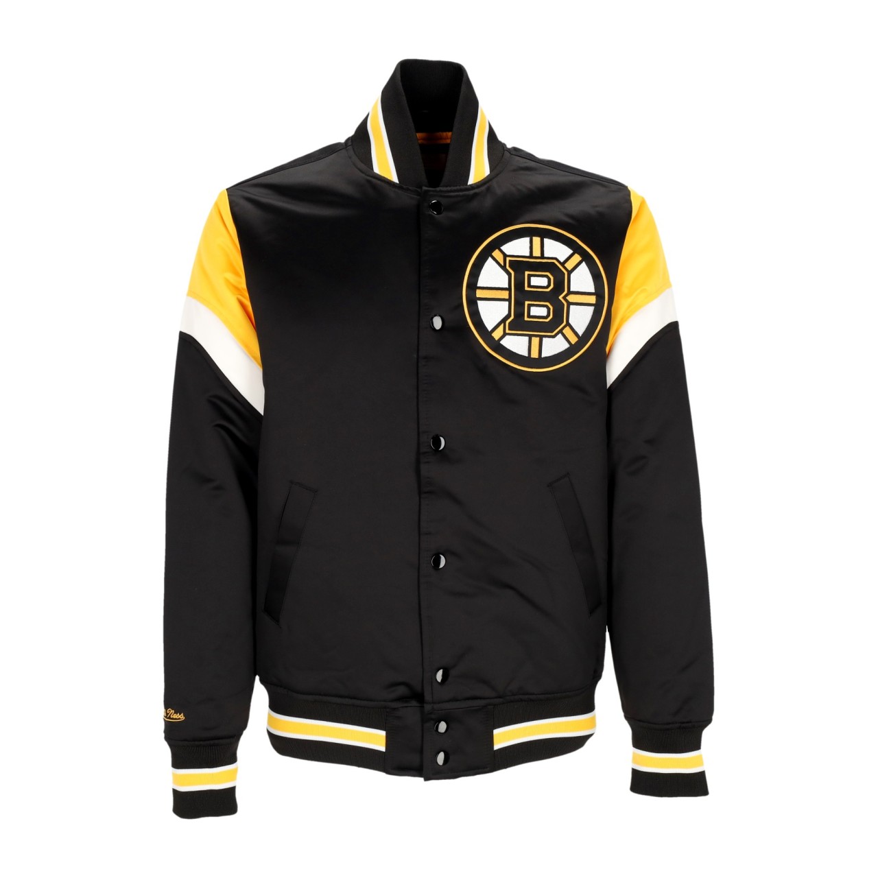 MITCHELL & NESS NHL HEAVYWEIGHT SATIN JACKET BOSBRU OJBF5516-BBNYYPPPBLCK