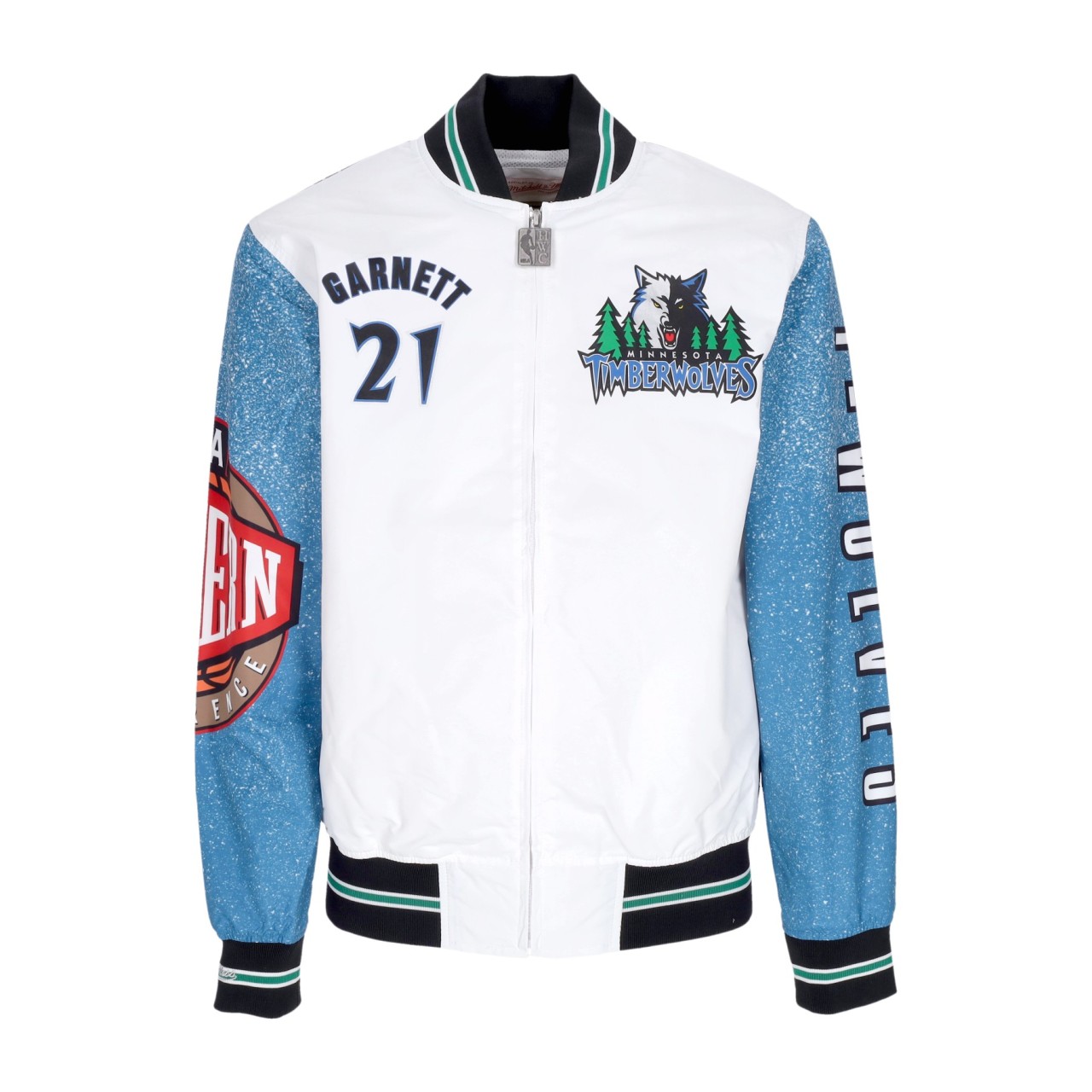 MITCHELL & NESS NBA BURST WARM UP JACKET NO 21 KEVIN GARNETT MINTIM OJZP5510-MTIYYKGAMTWH