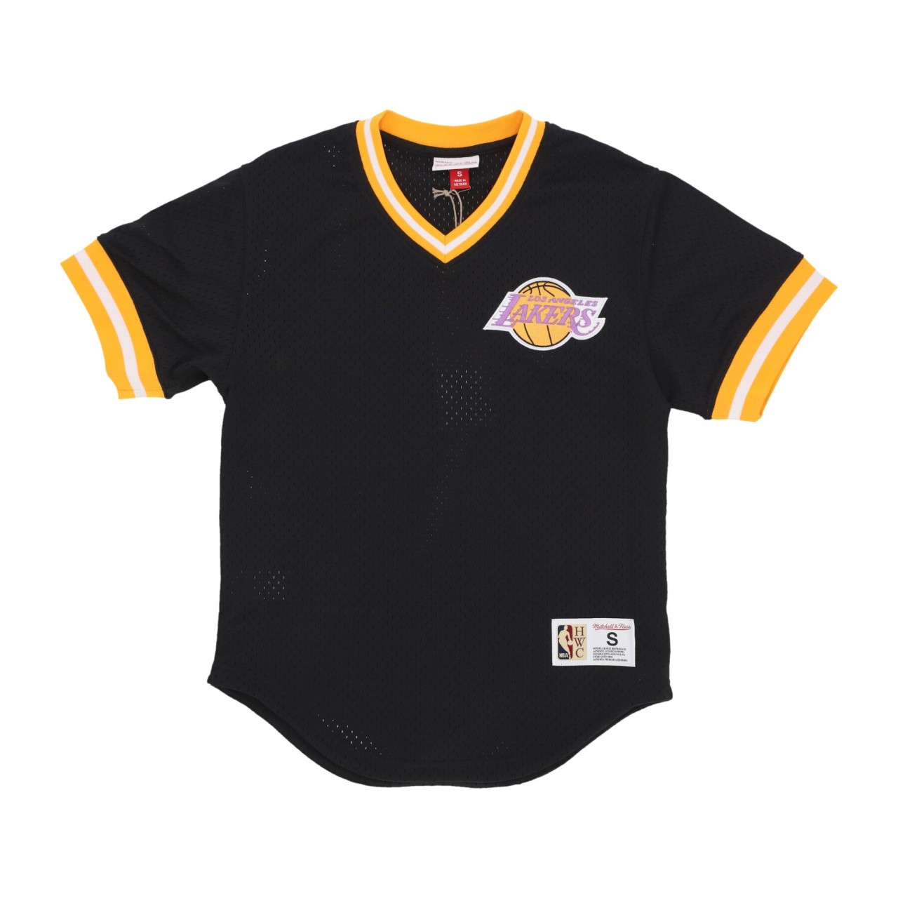 MITCHELL & NESS NBA FASHION MESH V-NECK VINTAGE LOGO LOSLAK TMVN6625-LALYYPPPBLCK