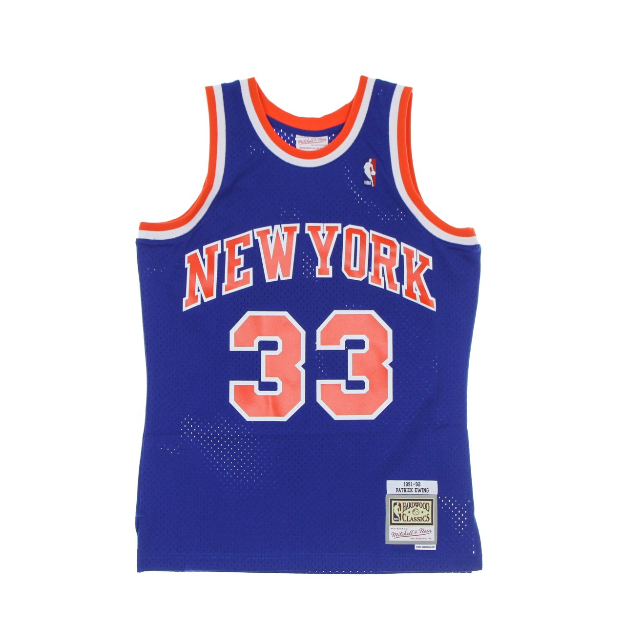 MITCHELL & NESS NBA SWINGMAN JERSEY HARDWOOD CLASSICS NO 33 PATRICK EWING NEYKNI ROAD SMJYGS18186-NYKROYA91PEW