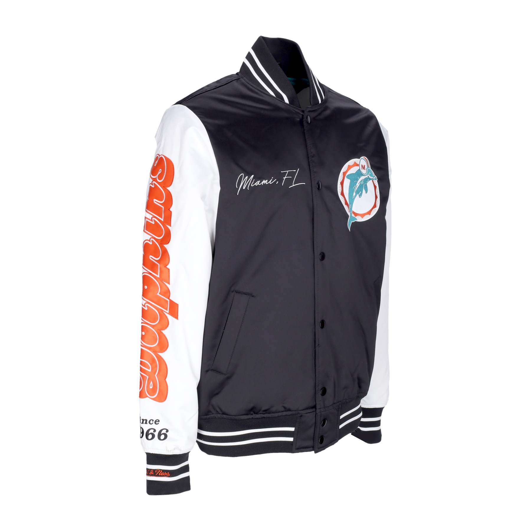 Team Origins Varsity Satin Jacket Miami Dolphins - Shop Mitchell & Ness  Outerwear and Jackets Mitchell & Ness Nostalgia Co.