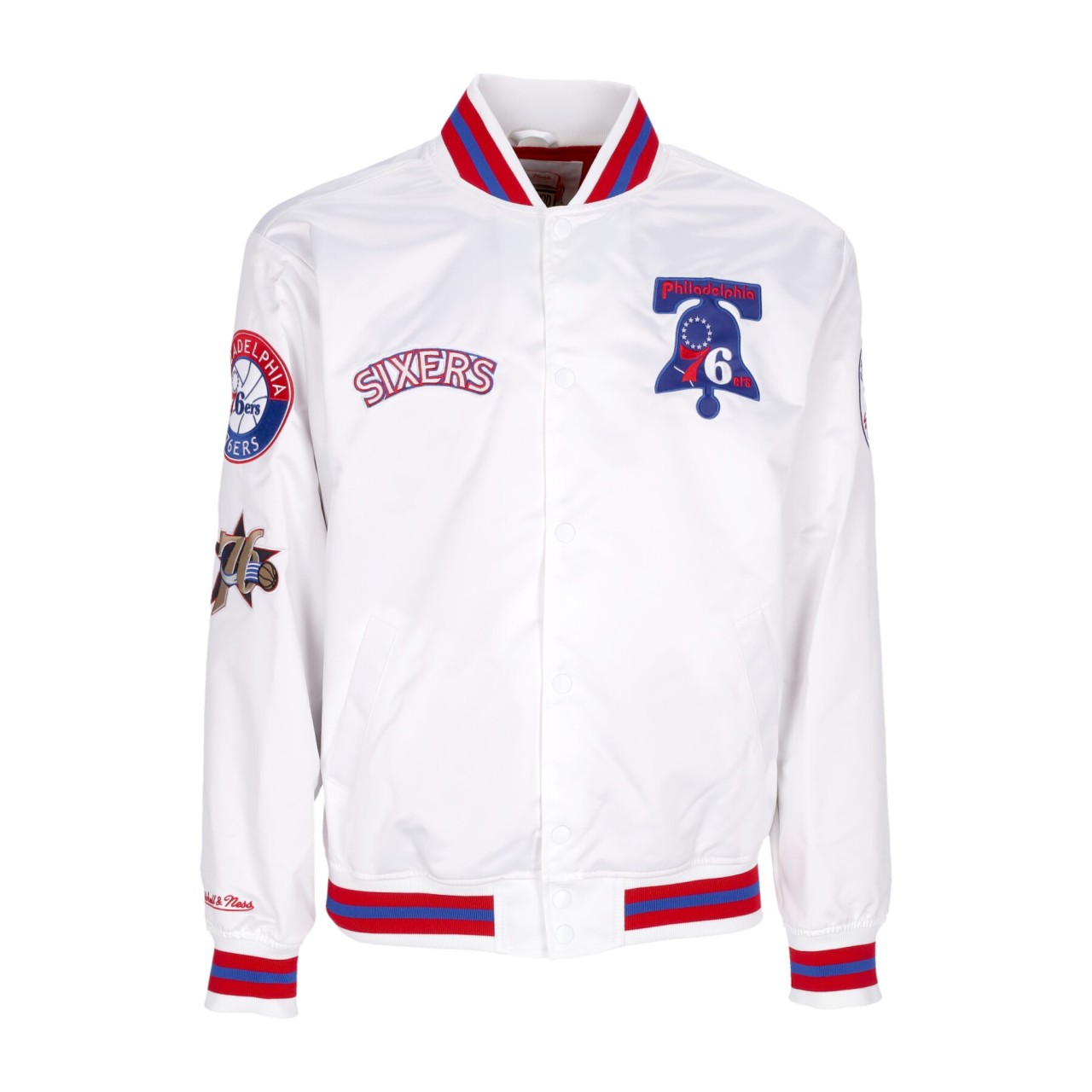 MITCHELL & NESS NBA HOMETOWN LW SATIN JACKET HARDWOOD CLASSICS PHI76E OJBF4986-P76YYPPPWHIT