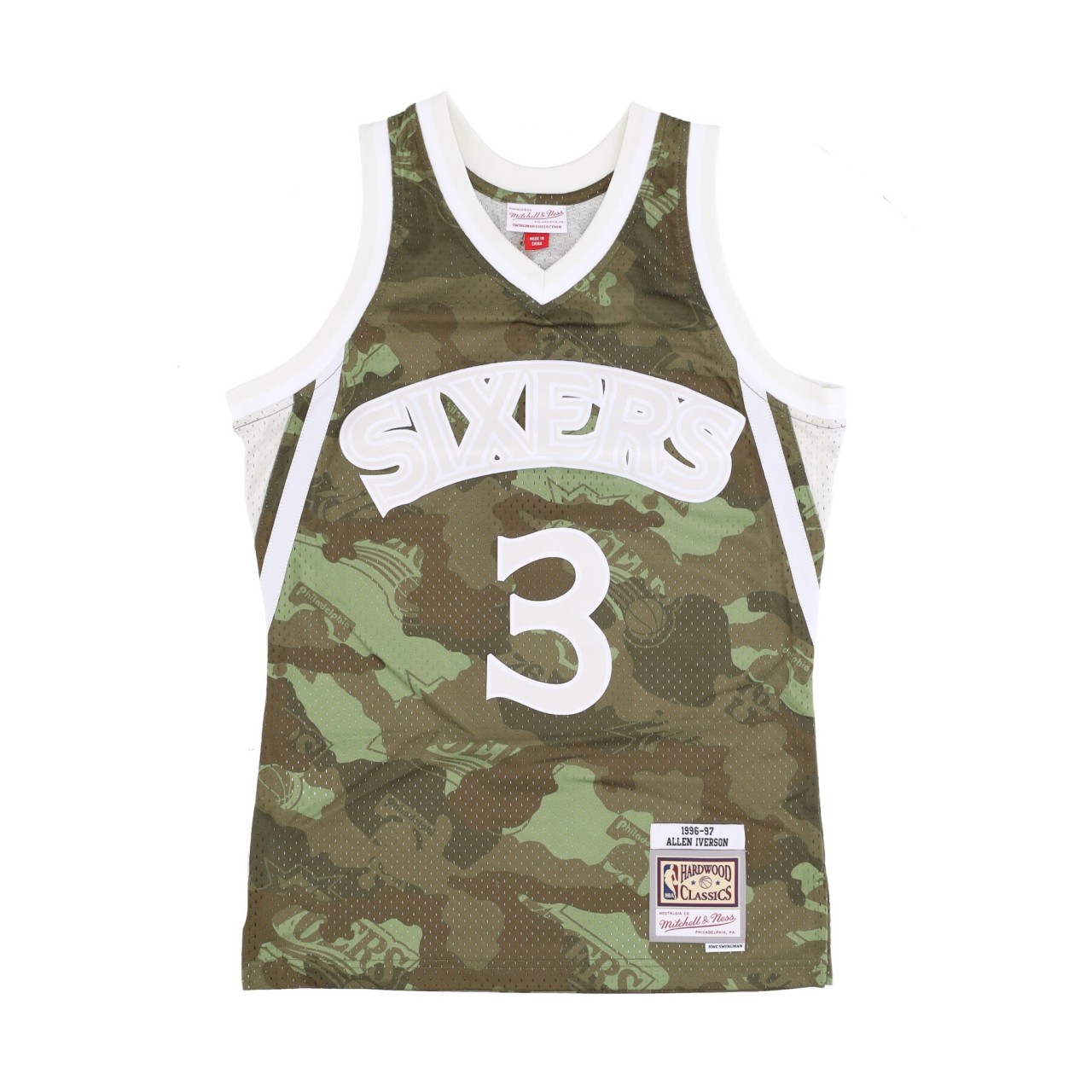 MITCHELL & NESS NBA GHOST GREEN CAMO SWINGMAN JERSEY HARDWOOD CLASSICSNO 3 ALLEN IVERSON 1996-97 PHI76E SMJY4362-P7696AIVCMGR